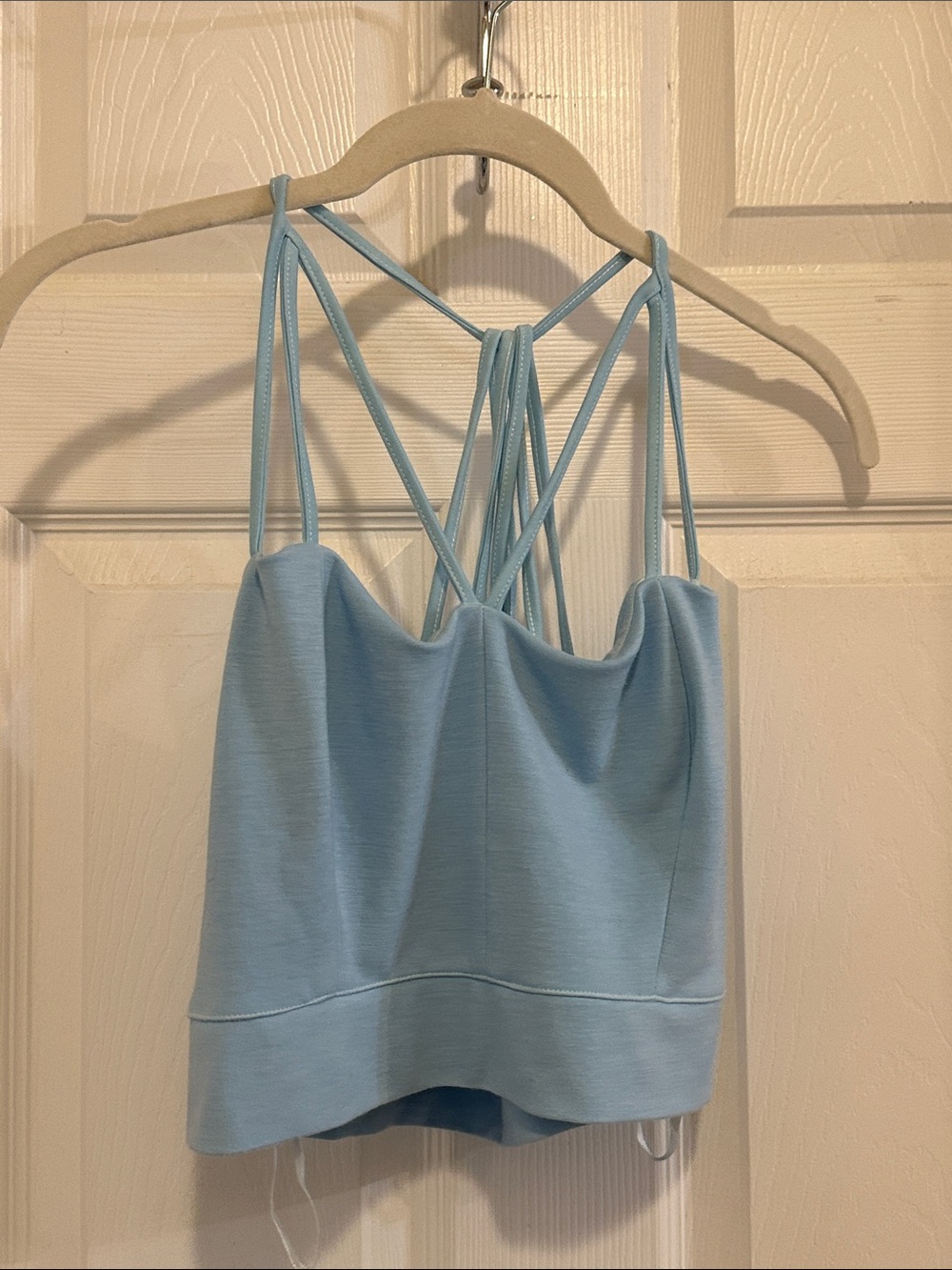 Light Blue Strappy Cropped Tank Top